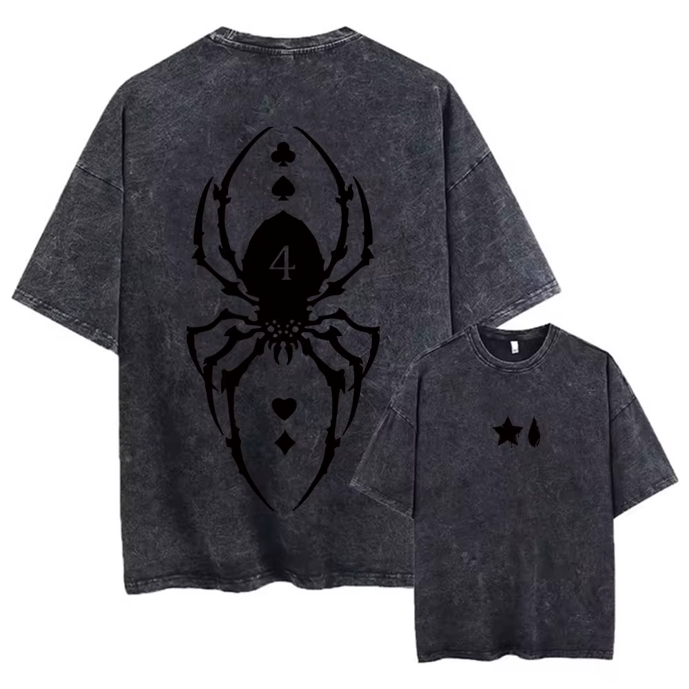 T-shirt délavé imprimé Anime japonais Hunter X Hunter