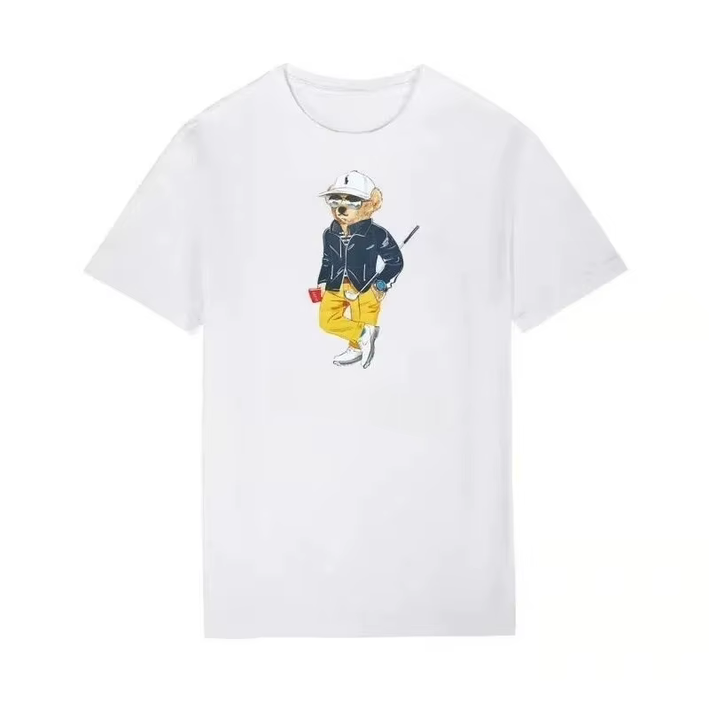 Nouveaux t-shirts en coton à imprimé ours Poloo pour hommes