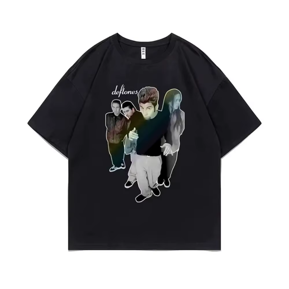 Deftones fille yeux dessin animé T-shirts 90s Vintage mode à manches courtes hauts noirs été Styles japonais col rond T-shirts 72515