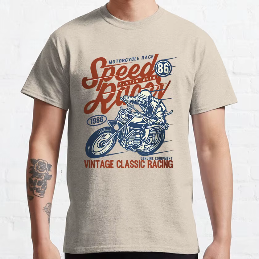 Speed Inboulon t-T-shirt imprimé de moto vintage pour hommes