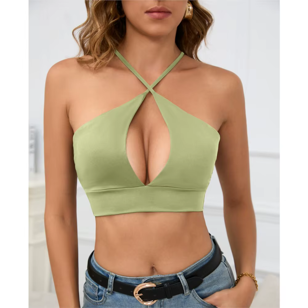 Débardeur sexy ajouré à col halter pour femme – Idéal pour l'été