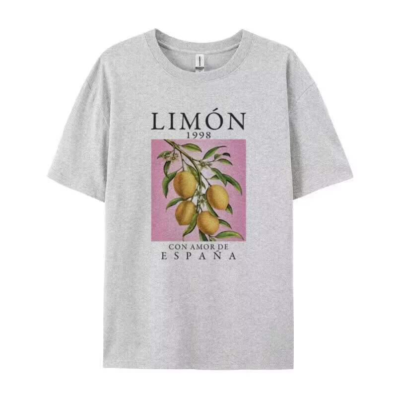 Citron Fruit imprimé T-Shirts coton femmes graphique hauts Vintage esthétique botanique Streetwear chemise Cottagecore vêtements surdimensionné