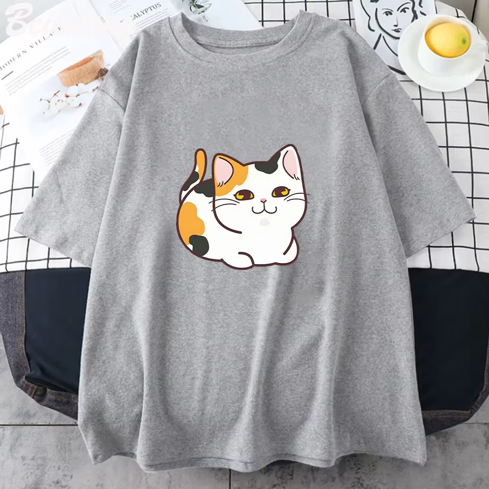 T-shirt femme noir, esthétique et mignon, Kawaii, avec dessin animé, Kawaii, rétro, tissu, 2023