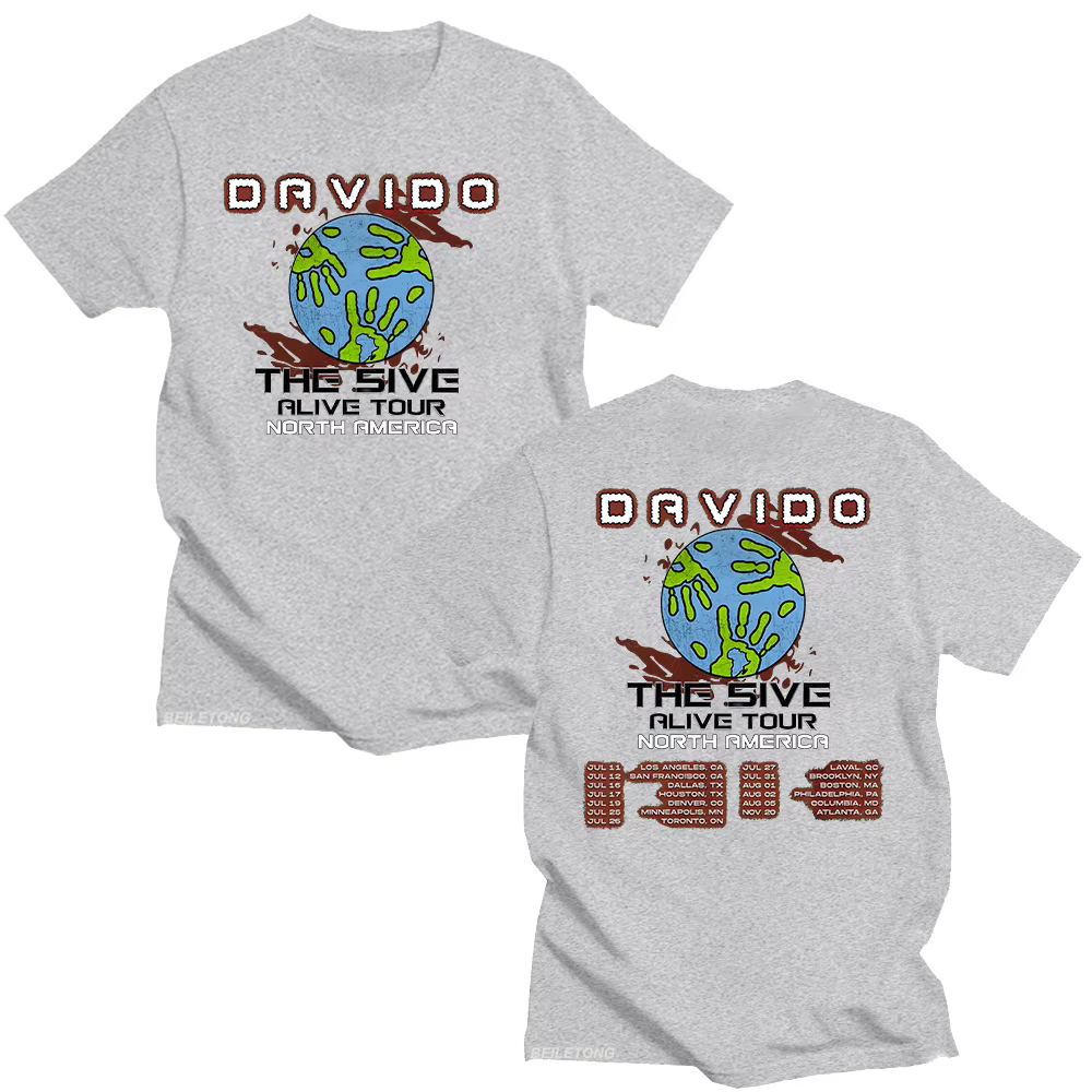 Davido The 5ive Alive Tour 2025 t-shirts