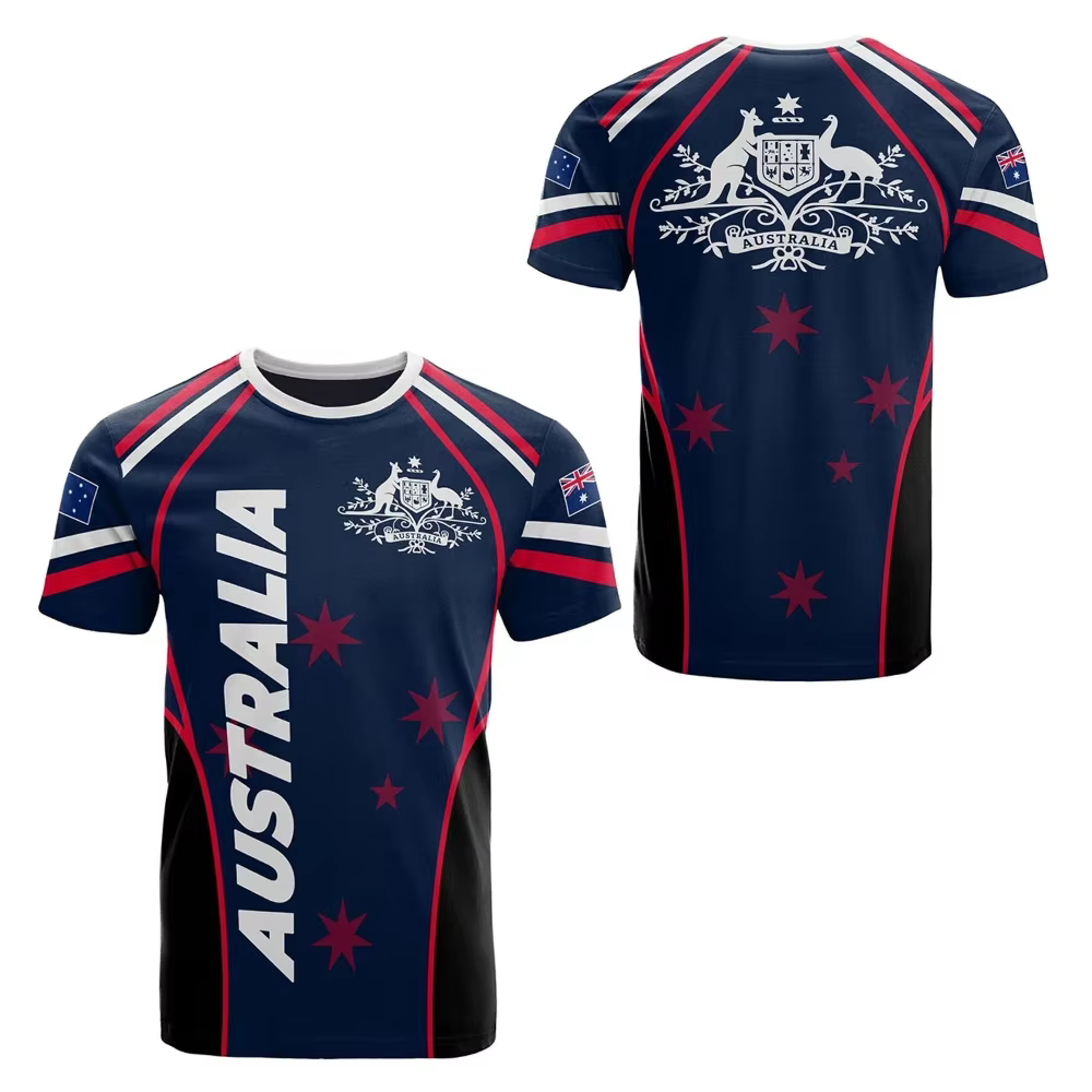 Été australie drapeau graphique t-shirts hommes mode sport à manches courtes t-shirt ample équipe de Football australienne unisexe hauts