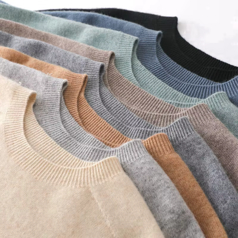 T-shirt en cachemire mérinos ultrafin tricoté à col rond pour homme