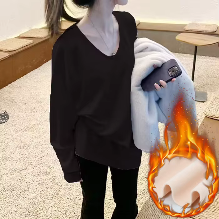 T-shirt à manches longues en velours pour femme
