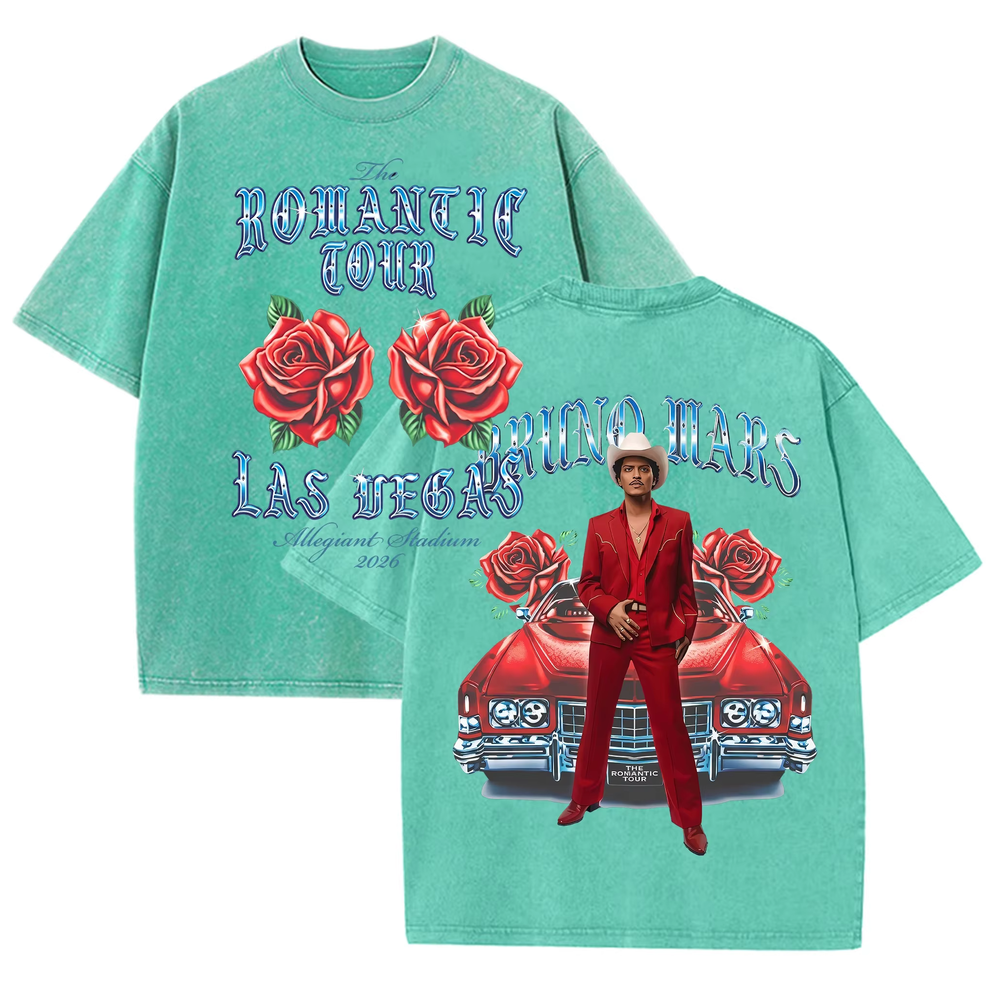 T-shirt vintage délavé Bruno Mars The Romantic Tour Las Vegas 2026