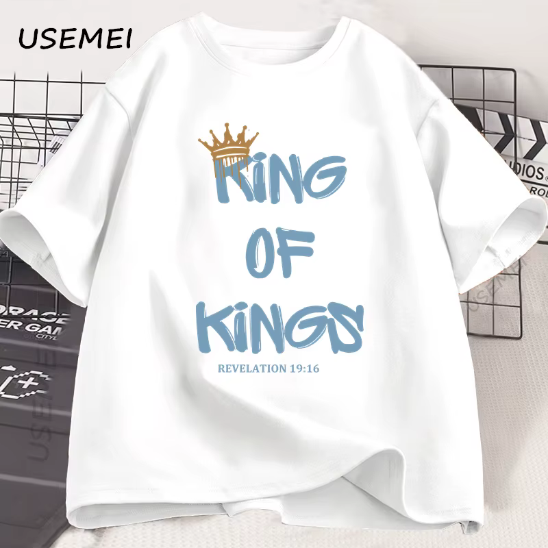 Roi des rois T-Shirt vêtements chrétiens cadeau religieux pour hommes femmes jésus Christ Streetwear foi coton manches courtes t-shirts