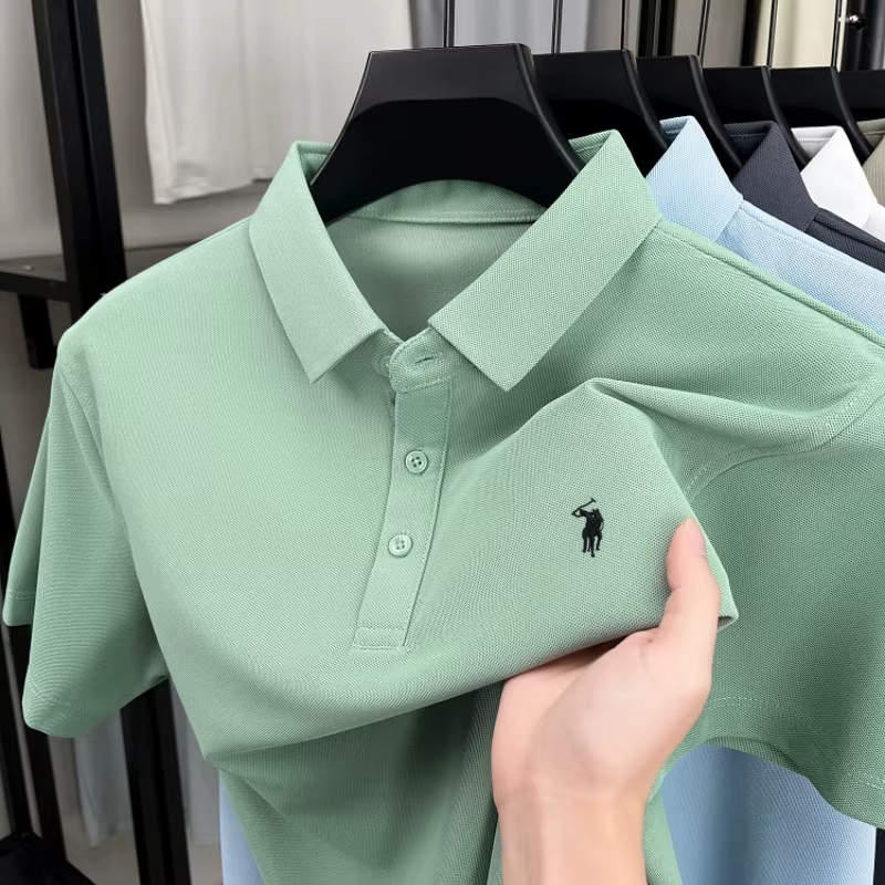 Luxe marque Pony brodé chemise de polo à manches courtes pour hommes nouvelle modèle entreprise décontractée respirante