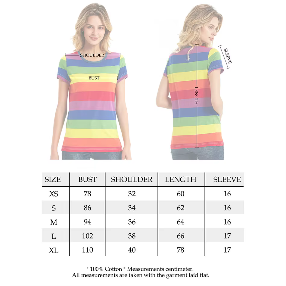 T-Shirt arc-en-ciel à rayures pour femme hauts haut à manches courtes