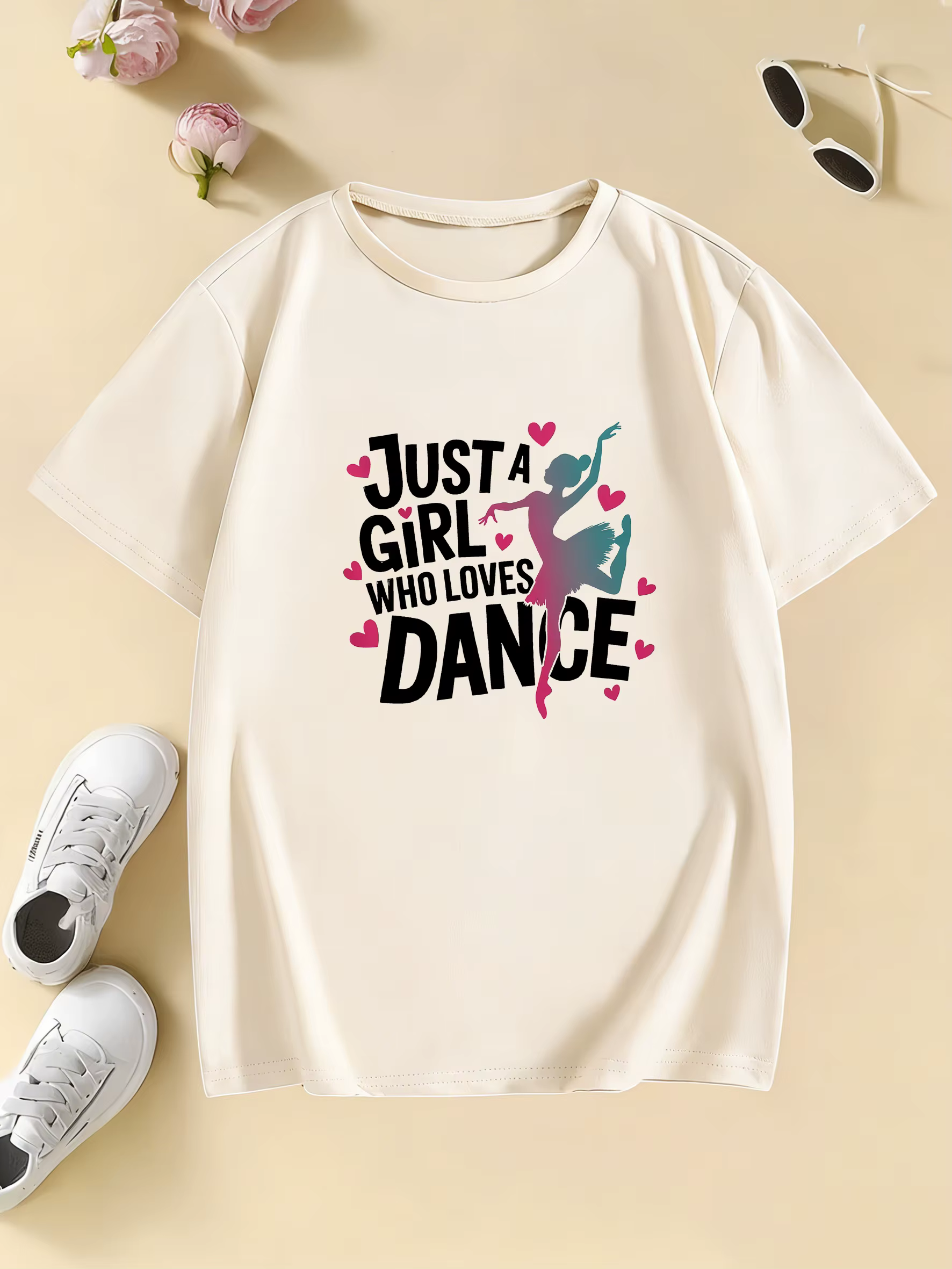 T-shirt graphique drôle « Just A Girl Who Loves Dance » pour enfants et filles