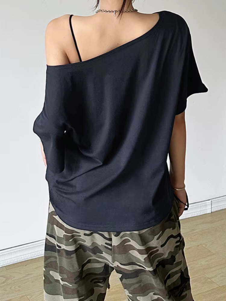 Lettres imprimer t-shirts pour femmes Streetwear encolure dégagée t-shirt à manches courtes Camisetas Grunge vêtements Ropa Mujer Y2k accessoires