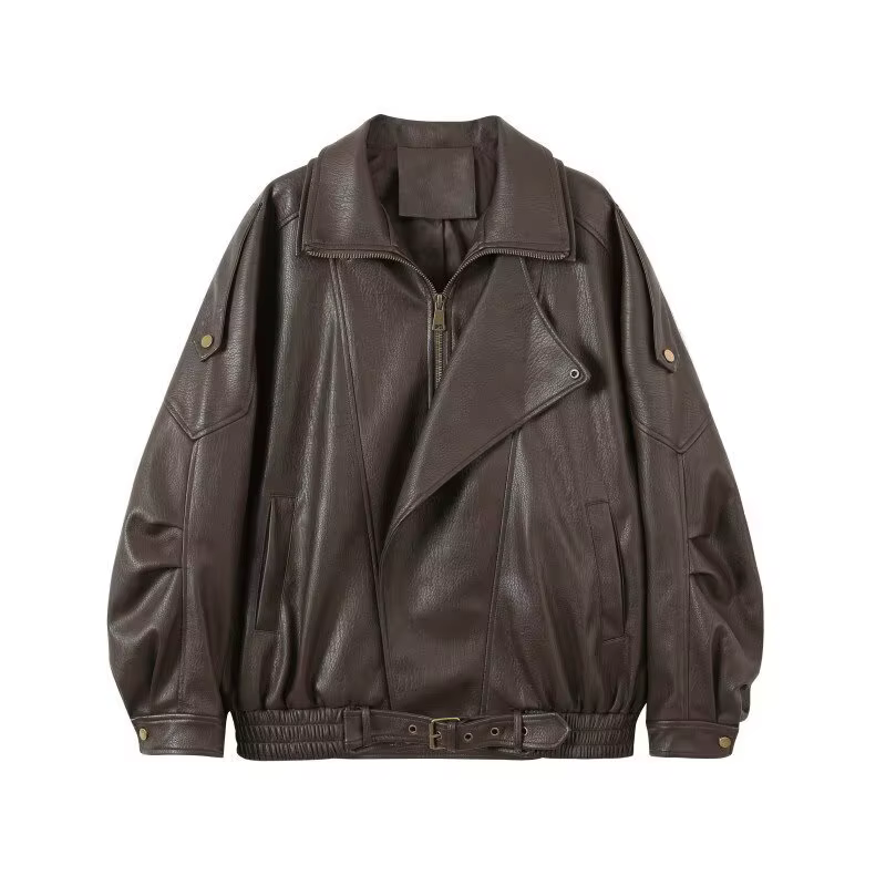 Veste en cuir PU rétro américain pour hommes