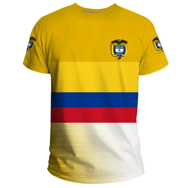Columbia hommes T-shirt décontracté ample col rond drapeau colombien à manches courtes hauts t-shirts vêtements