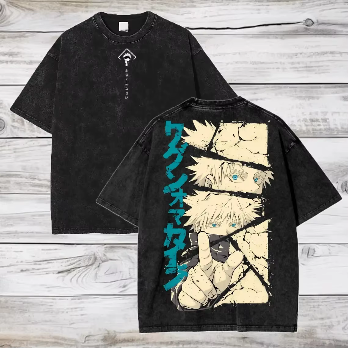 T-shirt Unisexe en Coton Lavé Gojo Satoru Jujutsu Kaisen Été 2026 – Vêtement Streetwear à Manches Courtes