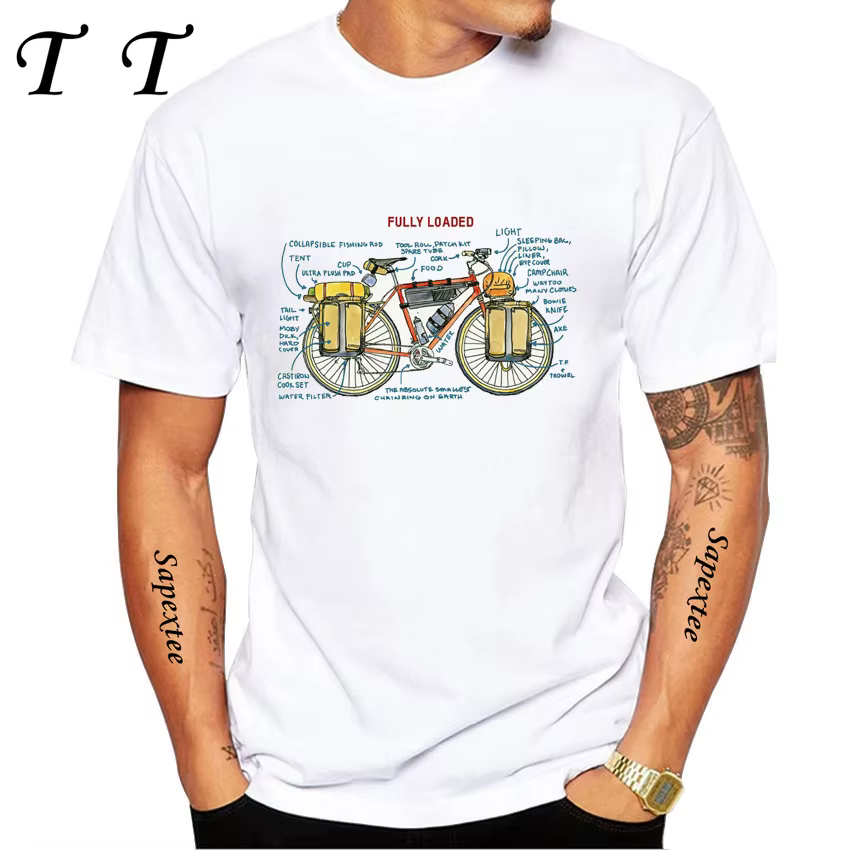Voyage sur gravier Bikepacking impression T-Shirt été hommes à manches courtes drôle vélo Sport haut pour garçon