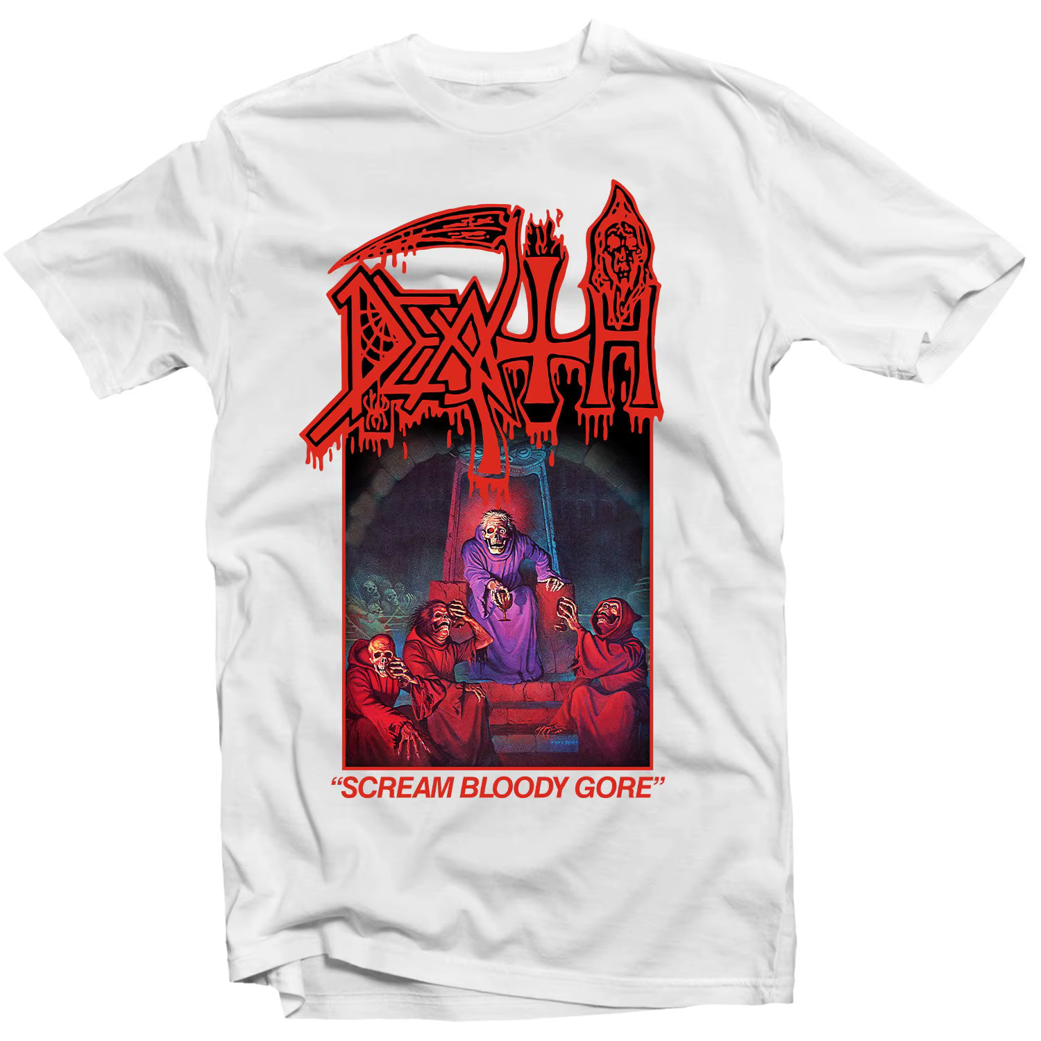 T-shirt décontracté d'été style groupe de rock heavy metal de la série Death on Stage