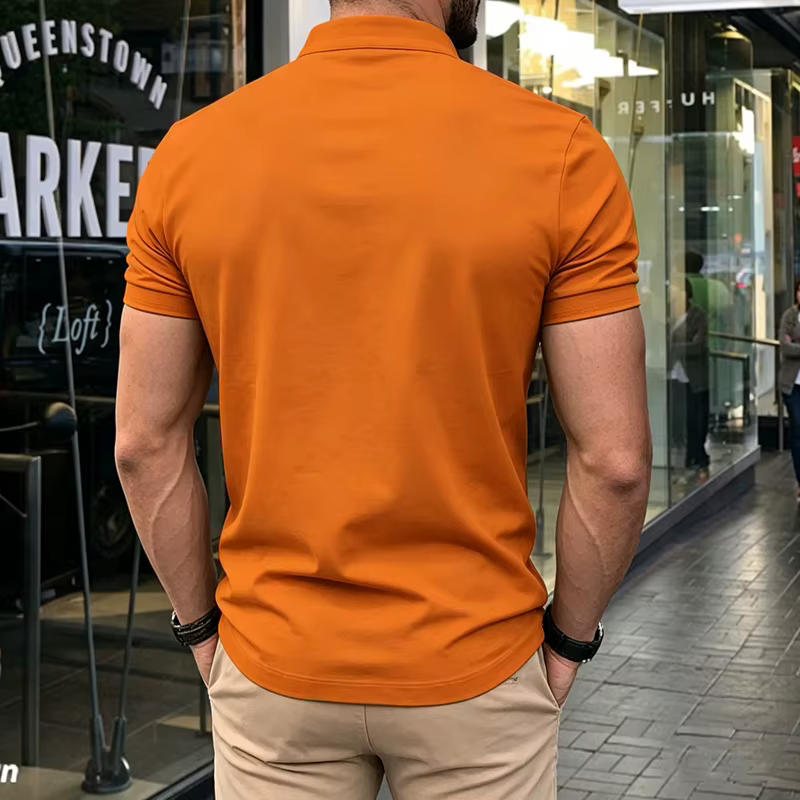 Polo Henley pour homme à manches courtes