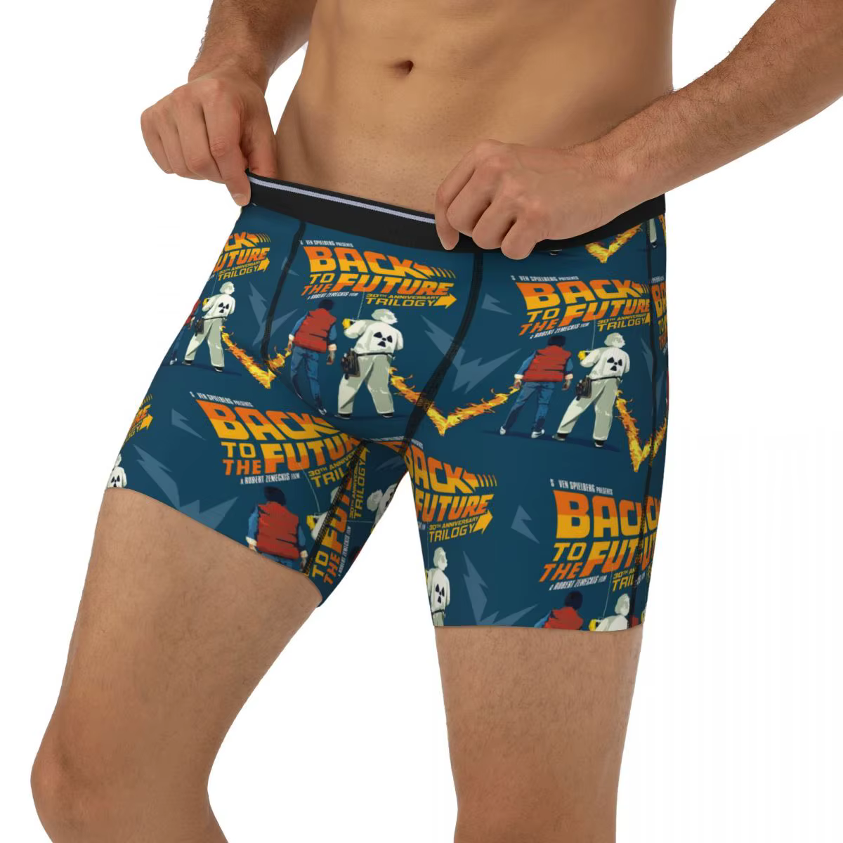 Boxer Long caleçon short retour vers le futur culotte hommes sous-vêtement confortable pour Homme Homme petit ami cadeaux