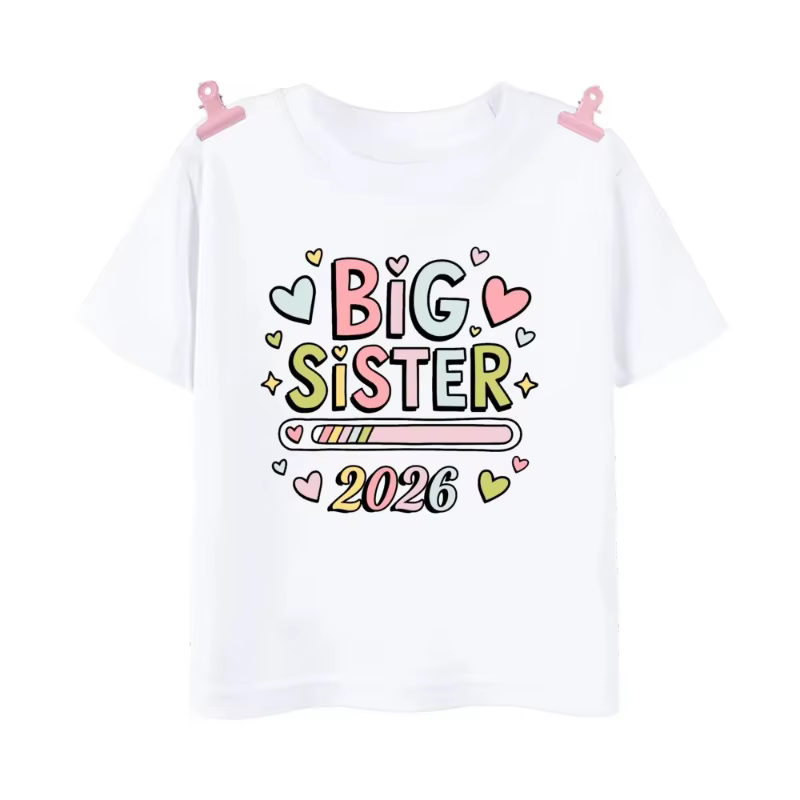 T-shirt à manches courtes pour fille style sœur 2026