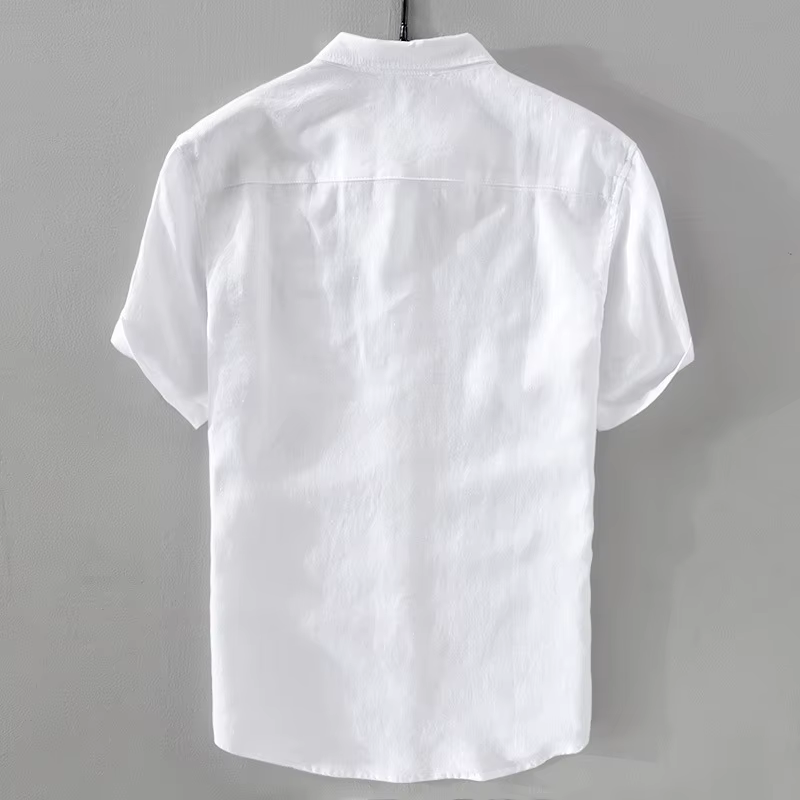 Chemise à manches courtes en lin pur pour homme, chemise blanche en lin et coton, décontractée, d'été, à demi-manches, style business décontracté