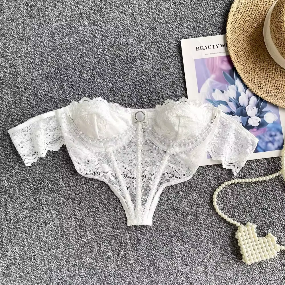 Chic rétro dentelle perles glands asymétrique Camis mode française débardeur mince haut court Sexy femmes été hauts