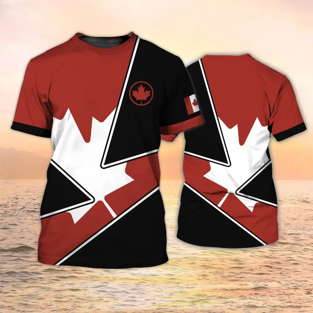 T-shirt imprimé drapeau du Canada feuille d'érable pour hommes et femmes