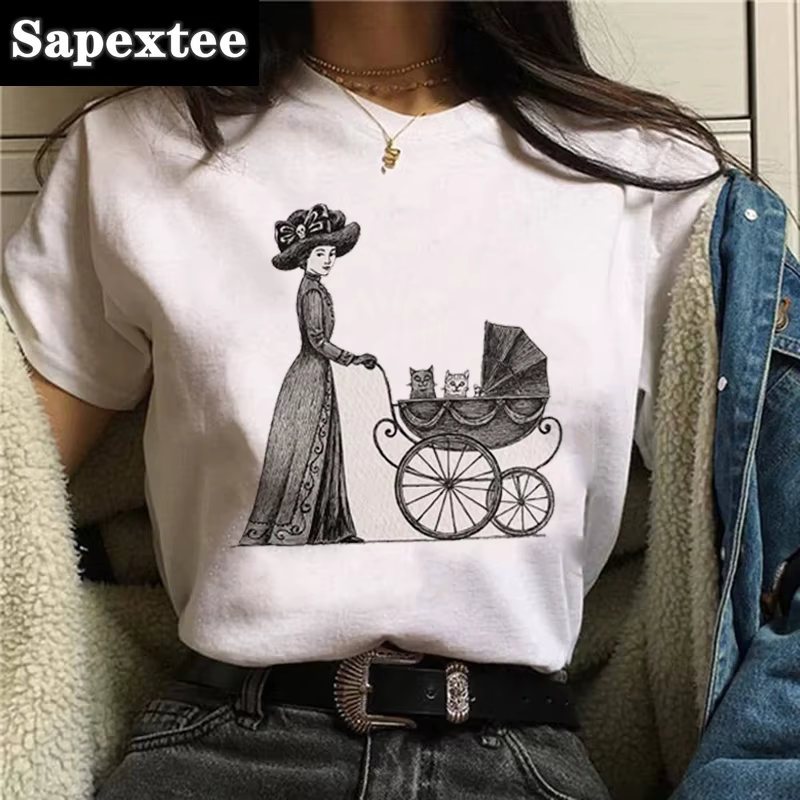 T-shirt rétro de dessin animé pour femmes