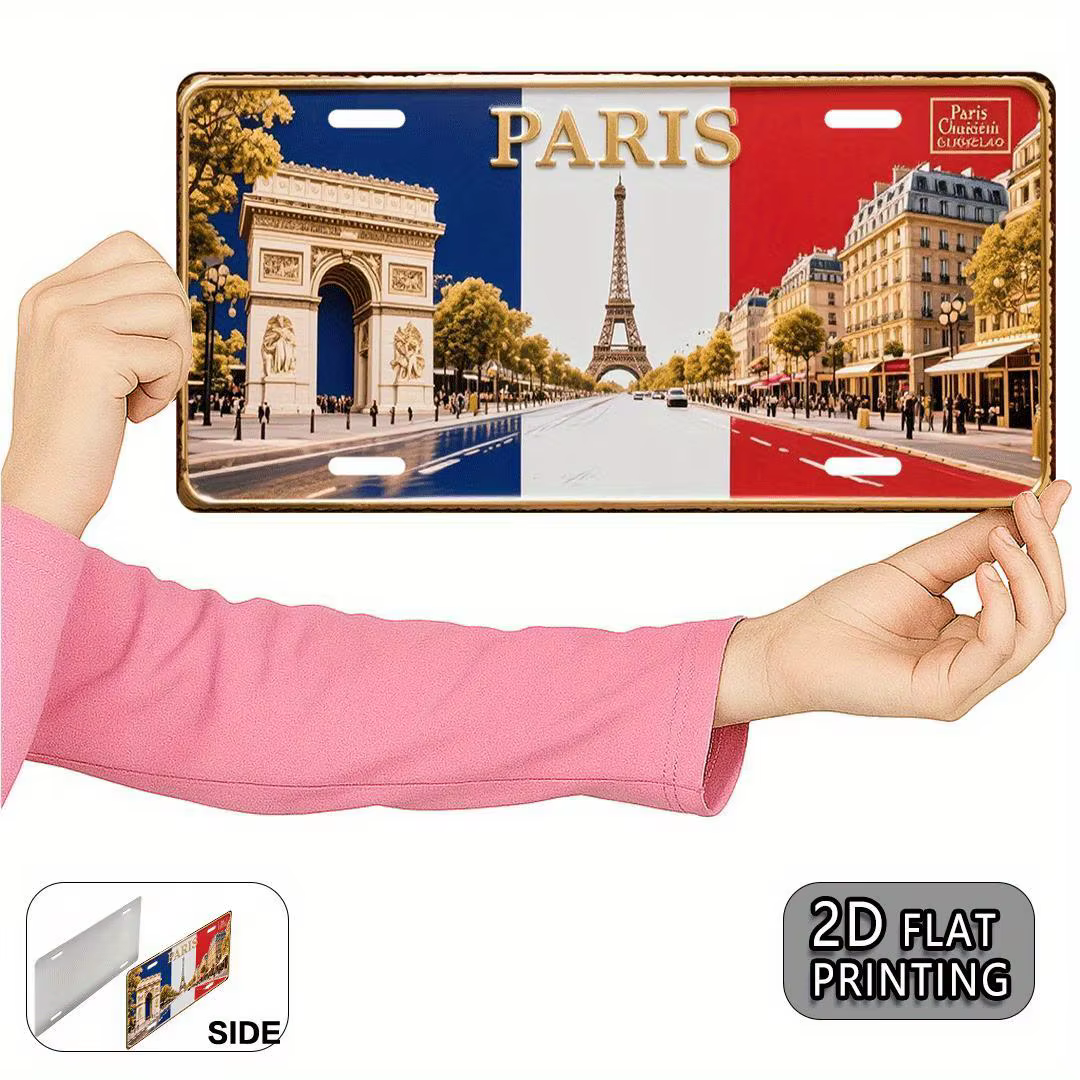 Impression, plaque d'immatriculation en aluminium en métal Vintage de Paris