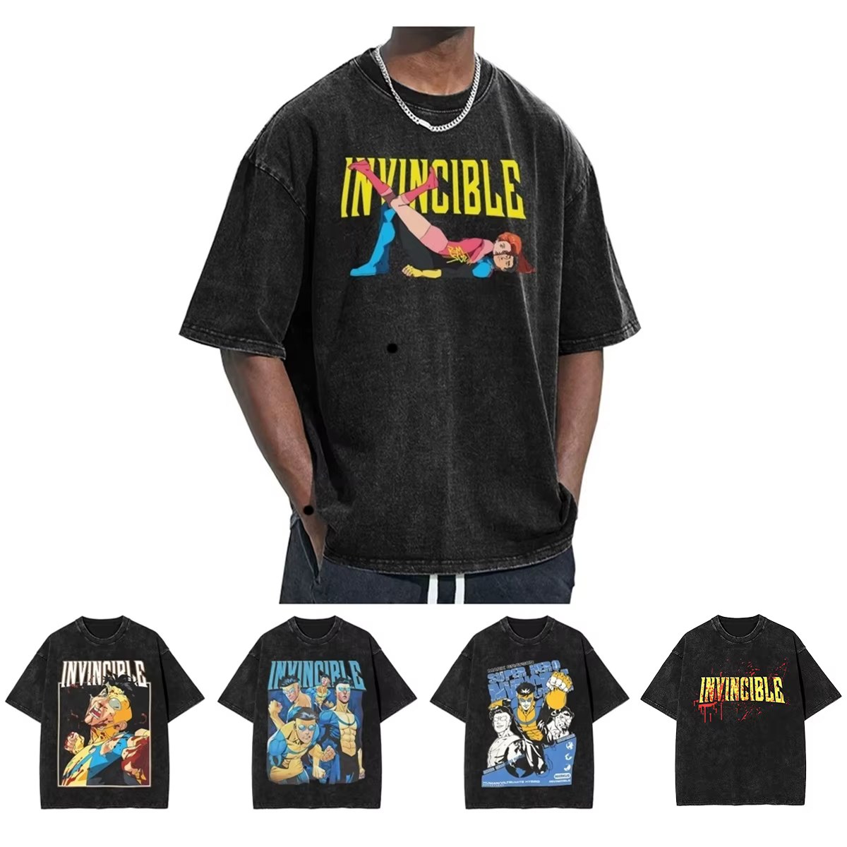 Super-héros Invincible Manga T-shirt Harajuku rue mode