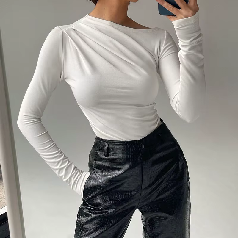 T-shirt basique à manches longues pour femmes