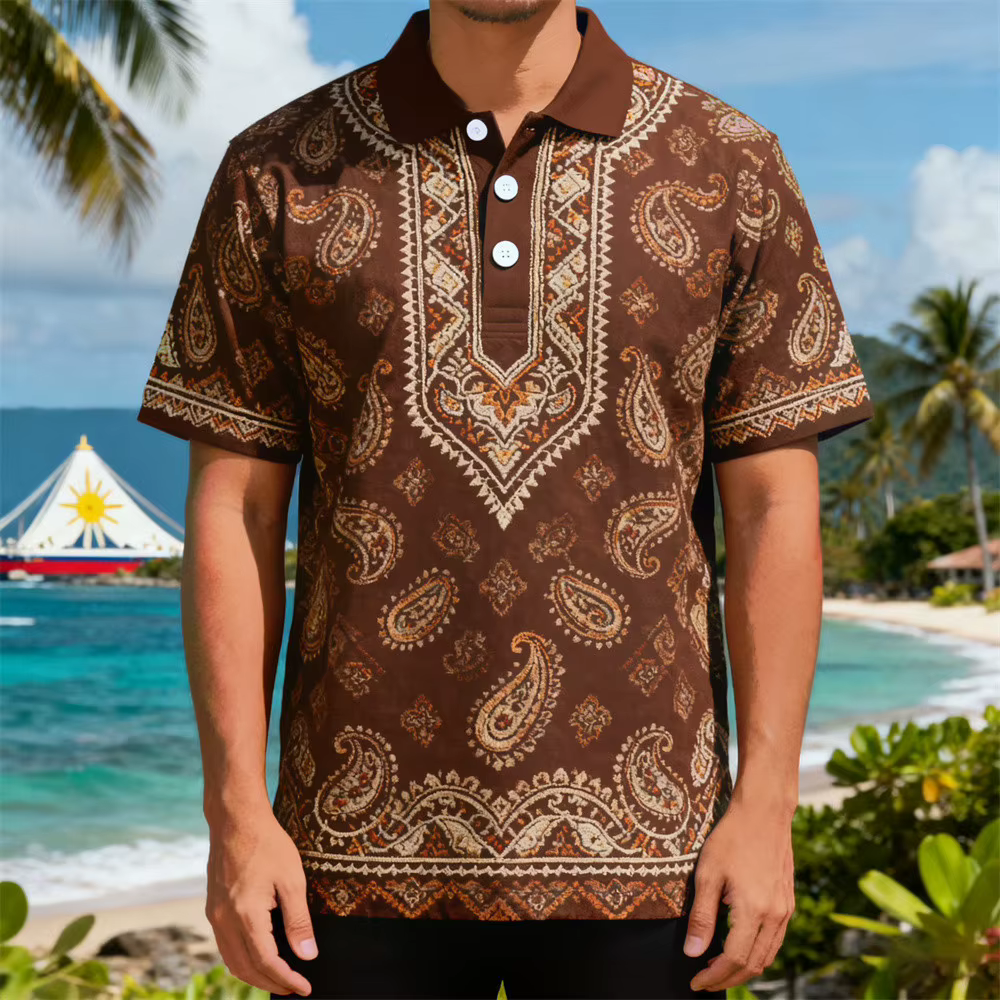 Polo pour homme à imprimé paisley rétro