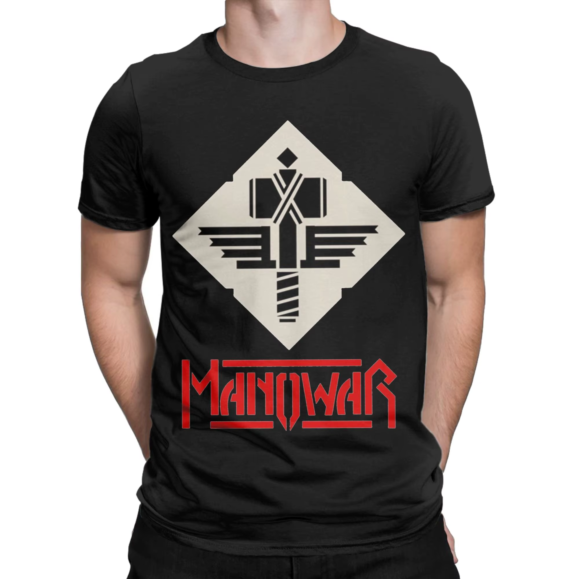 Manowars T-Shirt pour hommes en coton Vintage