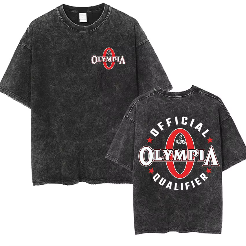 T-shirt graphique vintage délavé pour homme Olympia Gym 2026