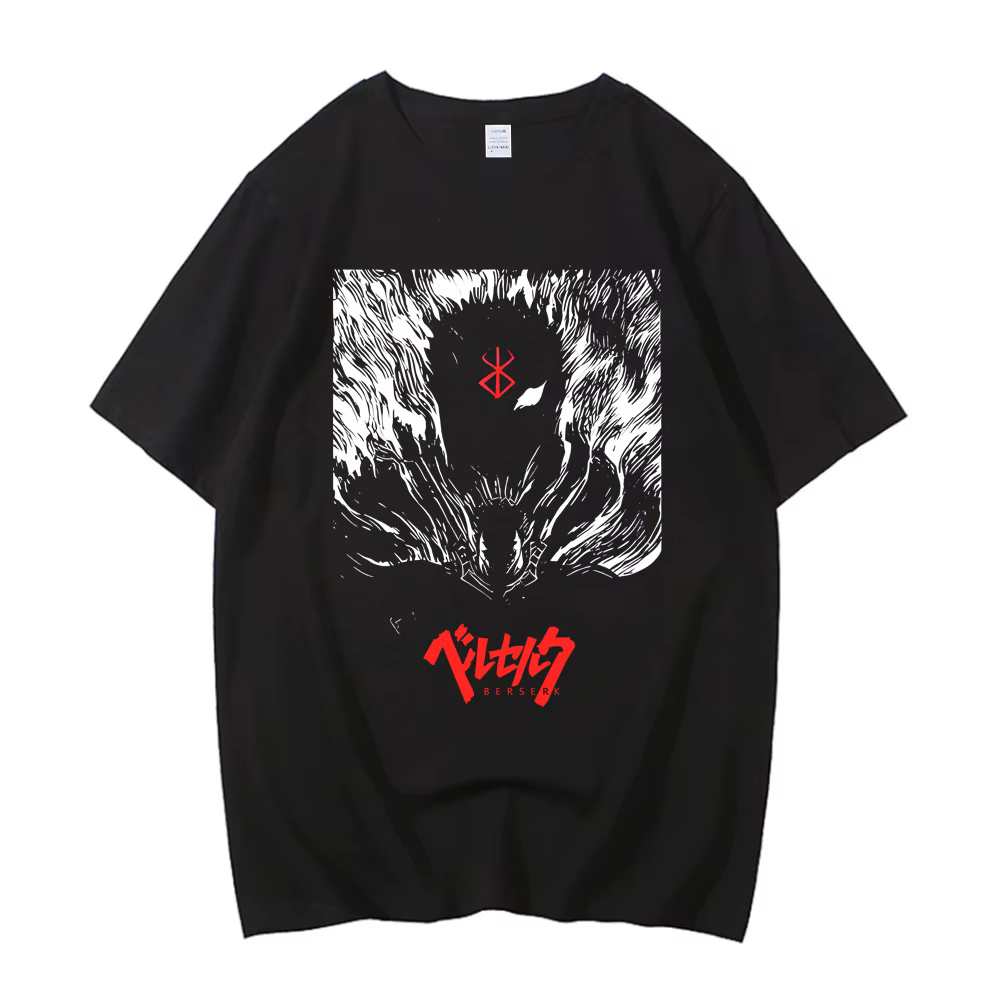 Berserk T-shirt bande Guts Berserker armure horreur Anime coton haute qualité à manches courtes