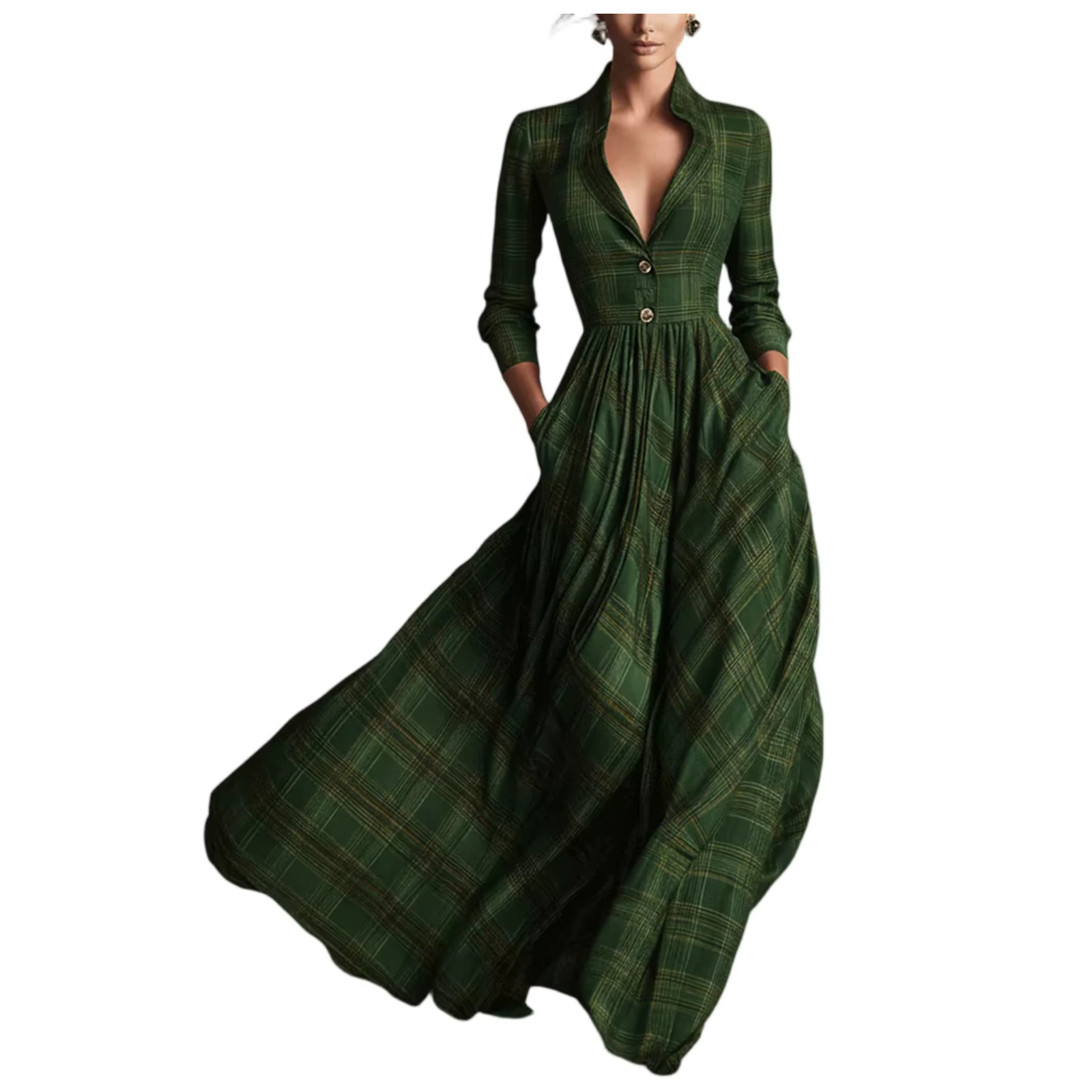 Robe chemise à carreaux pour femmes