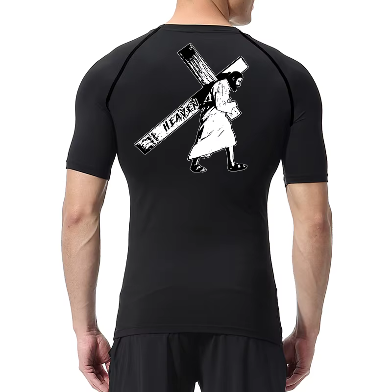 Angel graphique athlétique séchage rapide t-shirts pour hommes chrétien gymnastique entraînement course Compression