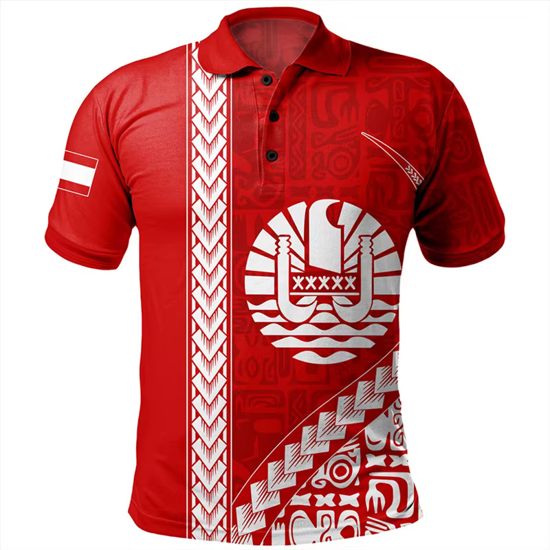 Polo à imprimé 3D de Tahiti pour homme