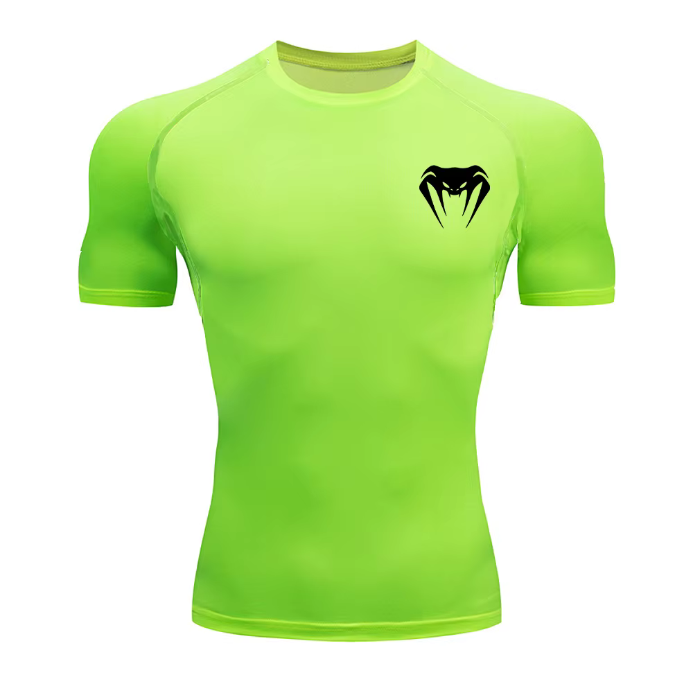 T-Shirt de Compression hommes vêtements de Sport de musculation à manches courtes chemises d'entraînement à séchage