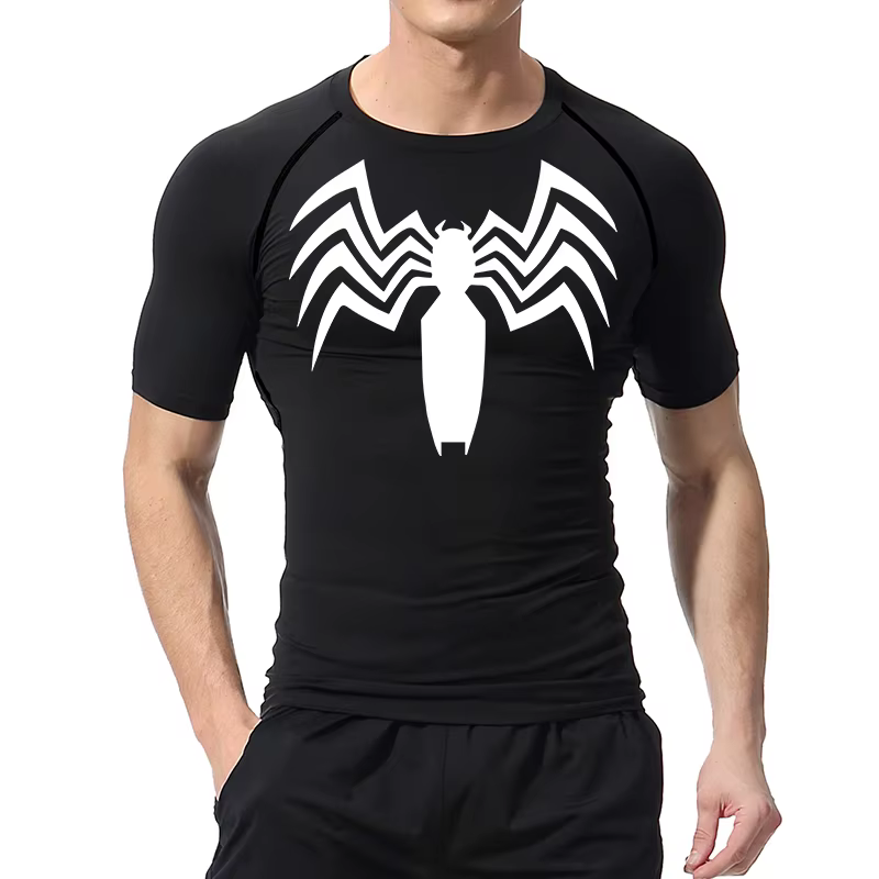 Chemise de compression toile d'araignée pour hommes, T-shirt de sport de course, T-shirt à séchage rapide, chemise à manches courtes, empêche l'inflammation cutanée,