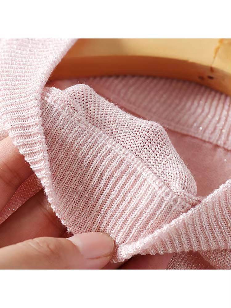 Pull en maille Lurex brillant 2026 Printemps-Été à col rond