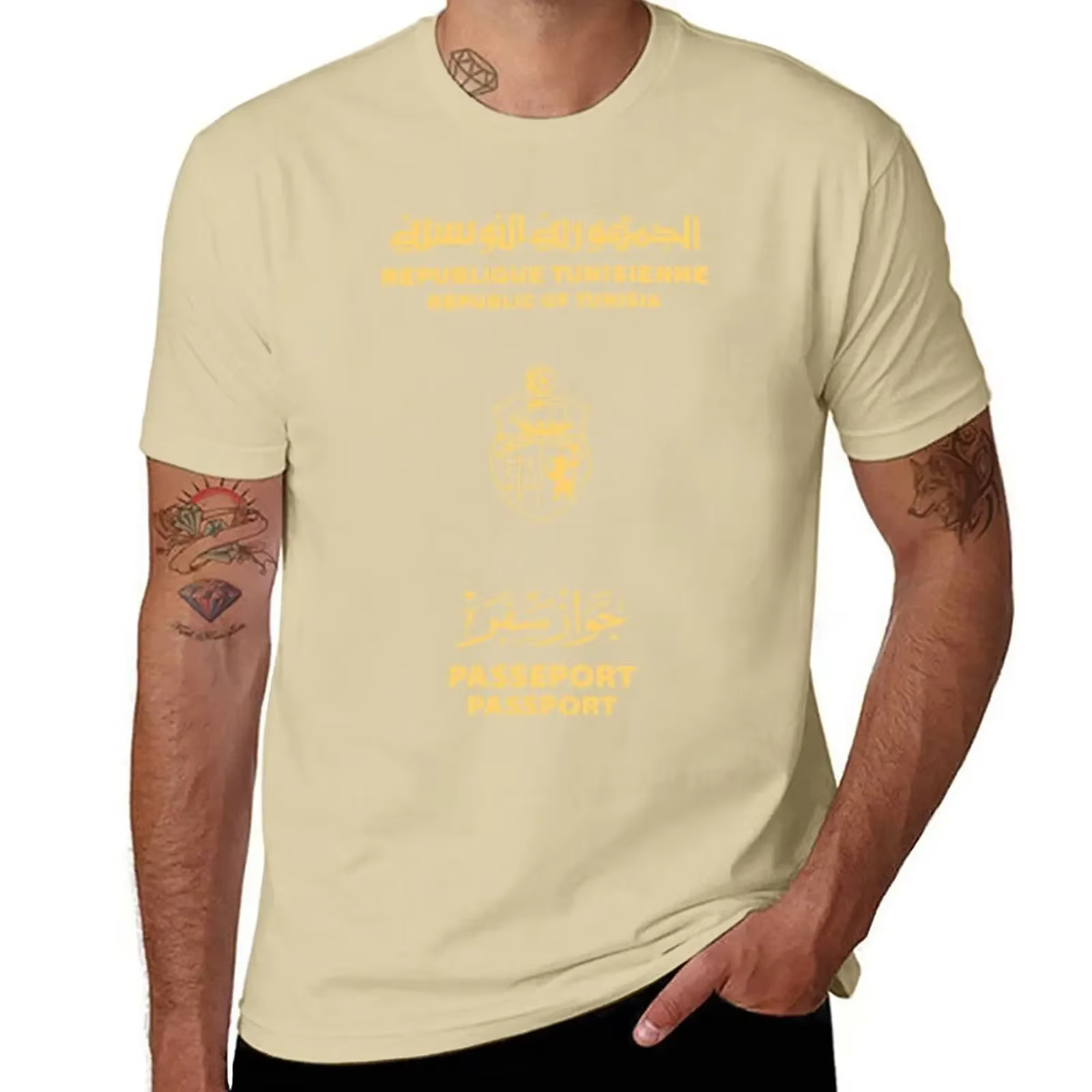 T-shirt à manches courtes avec imprimé animal pour hommes