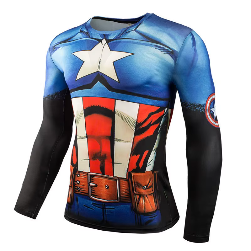 T-shirt à manches longues imprimé numérique 3D super-héros