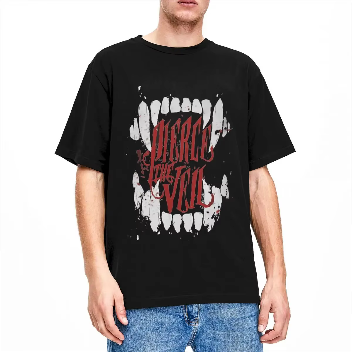 Bande Pierce le voile t-shirts Streetwear polyvalent à manches courtes graphique hommes femmes élégant Harajuku Vintage unisexe hauts