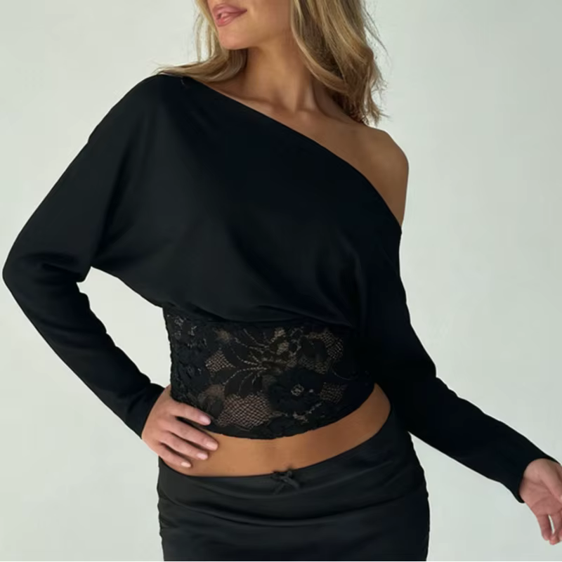 T-Shirt manches longues col ras du cou pour femme