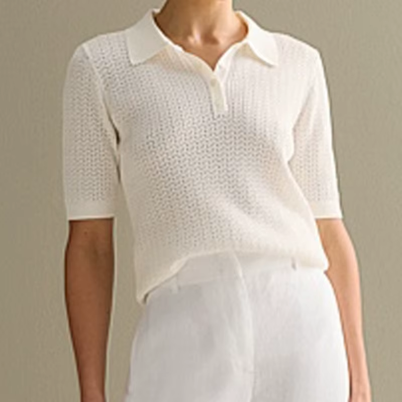 Manches courtes tricoté t-shirt femme été décontracté revers ample solide Ins hauts chauds pull