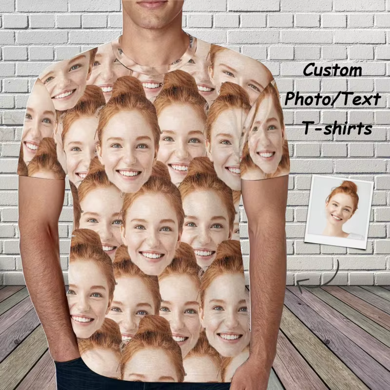 T-shirts de visage personnalisés pour hommes impression complète personnalisé bricolage