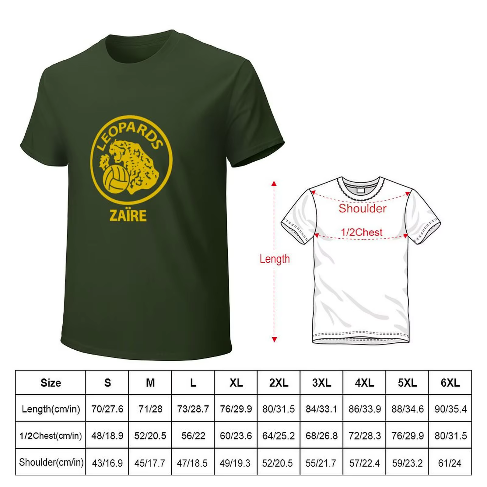 Zaire Leopards-T-shirt de football rétro pour hommes