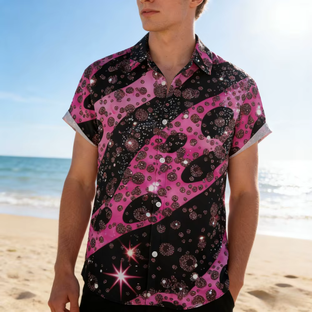 Chemise hawaïenne rétro pour homme à rayures colorées et imprimé léopard